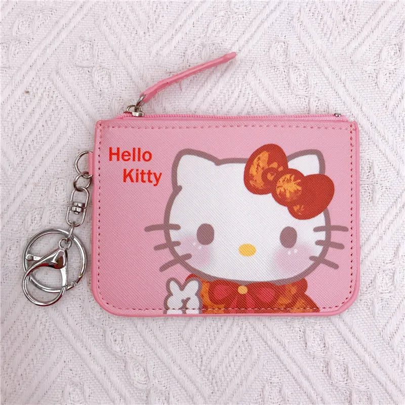 Kawaii Hello Kitty Wallet Melody Kuromi Cinnamoroll Coin Purse Women Anime Children Pu Card Holder Girls Christmas Gifts