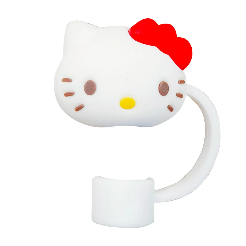 Hello Kitty Silicone Sealing Straw Plug Reusable Drinking Dust Cap Plugs Tips Cover Suit Cup Cute Cartoon DIY Accessories