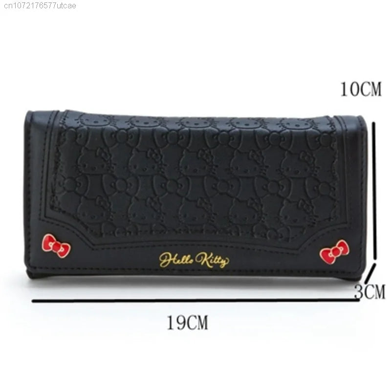 Hello Kitty PU Leather Long Wallets For Women Y2k Fashion Zipper Luxury Money Clips Elegant Clutches New Cartoon Handbag