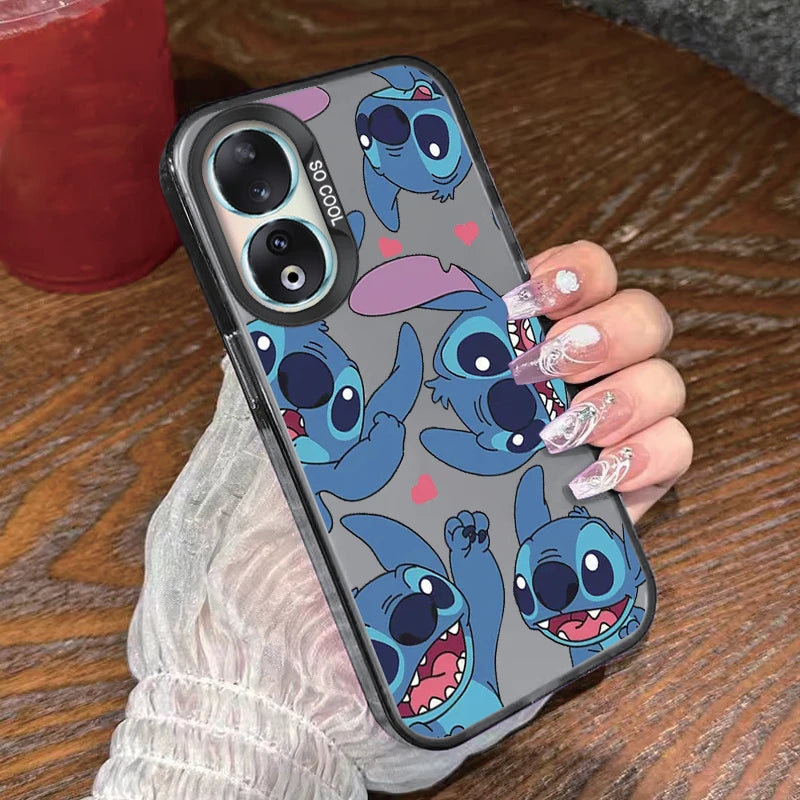 For Honor 90 Phone Case Lilo Stitch Big Eye Cute Cartoon Lovely Cover Matte Laser Coque For Honor 90 Fundas Honor90 Bumper