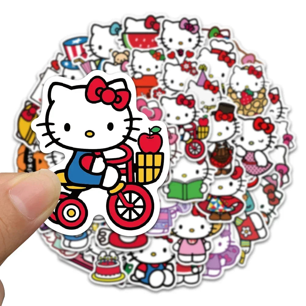 Kawaii Hello Kitty Stickers My Melody Kuromi Decals for Kids DIY Waterproof Laptop Phone Diary Cute Cartoon Sanrio Sticker Toy