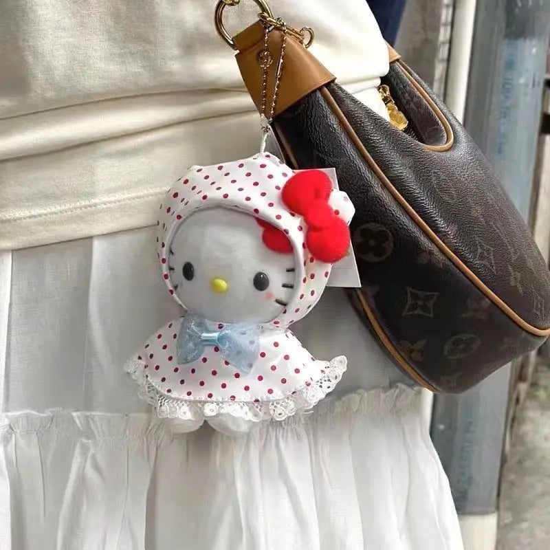 Hello Kitty Plush Toy Pendant Raincoat Dress Up Cute Sweet Design Soft Handbag Decoration Girl Plush Toy Gift