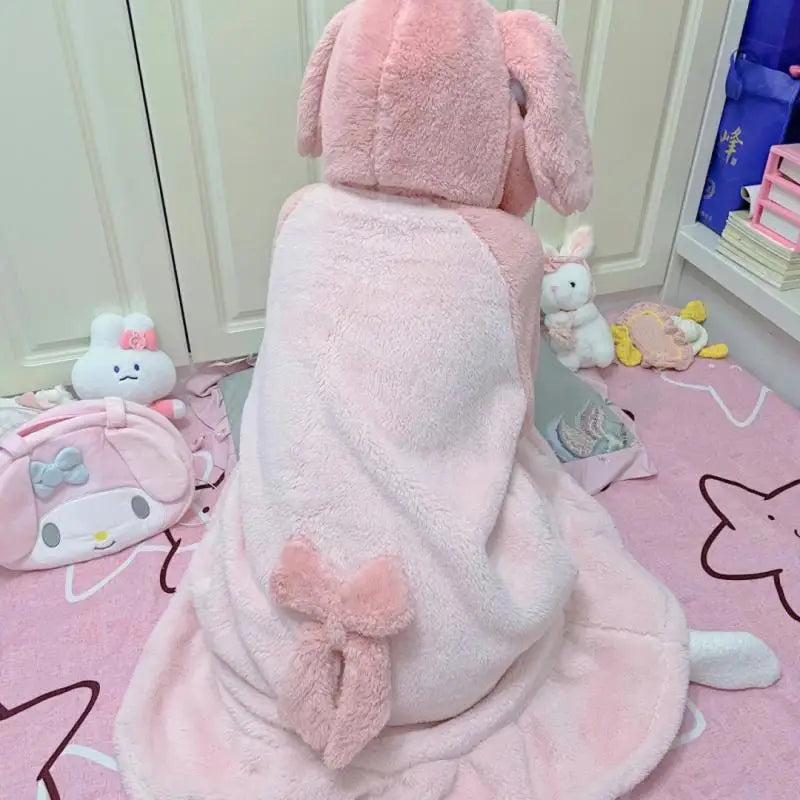 Pajamas Anime My Melody Hooded Nightgown Pants Girl Plus Velvet Nightgown Loose Thicken Child Pajamas Wholesale Tracksuit