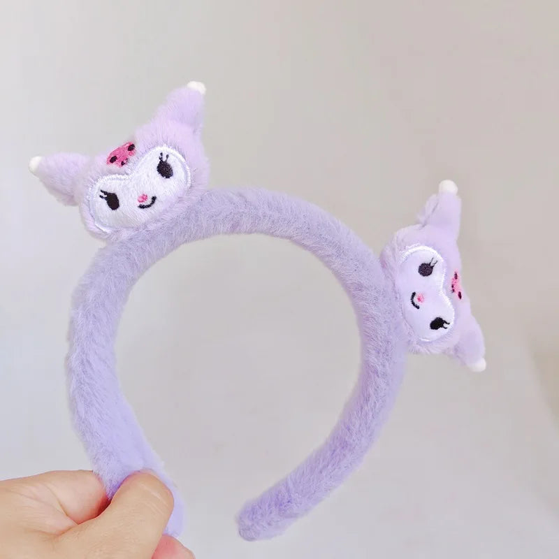 Kawaii Accessories Hello Kitty Makeup Wash Hair Ring Kuromi Cinnamoroll My Melody Hair Band Headband Girl Birthday Gift