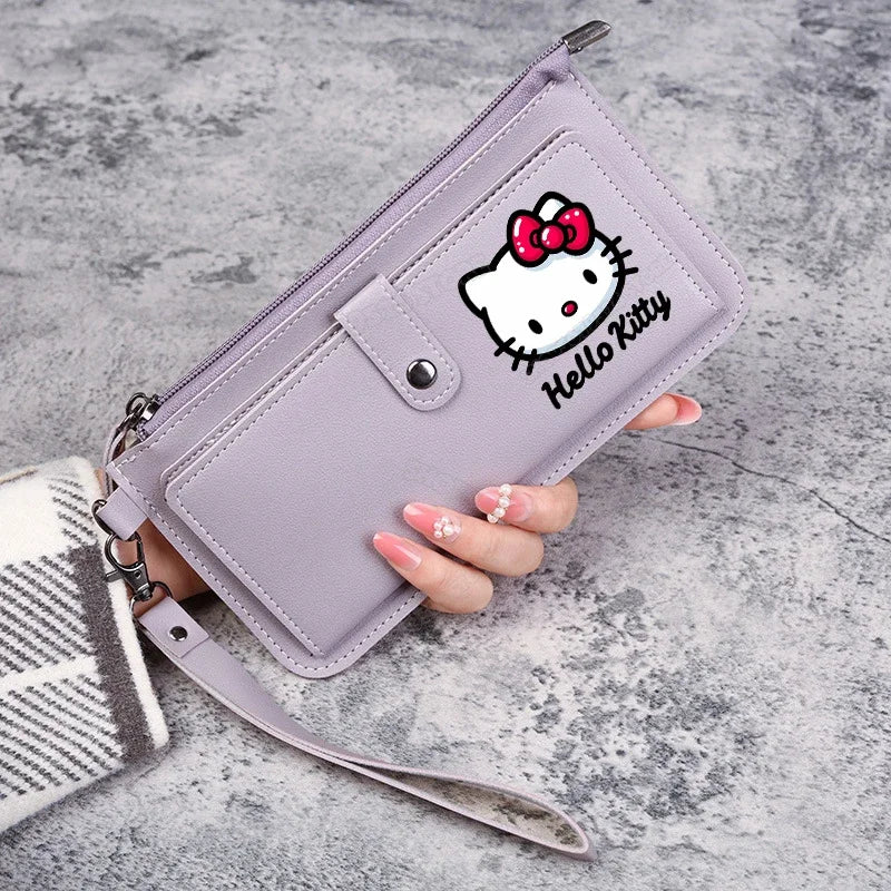 Hello Kitty Kuromi Women Wallets PU Leather Female Purse Multi-Cards Holder Coin Foldable Wallet Zipper Billfold Hipster Credit