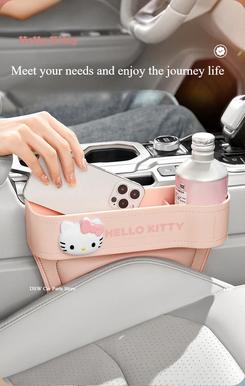 Hello Kitty Car Crevice Storage Box Multifunctional Cartoon Car Seat Clip Organizer Kawaii Sanrio Seat Gap Filler Organizer