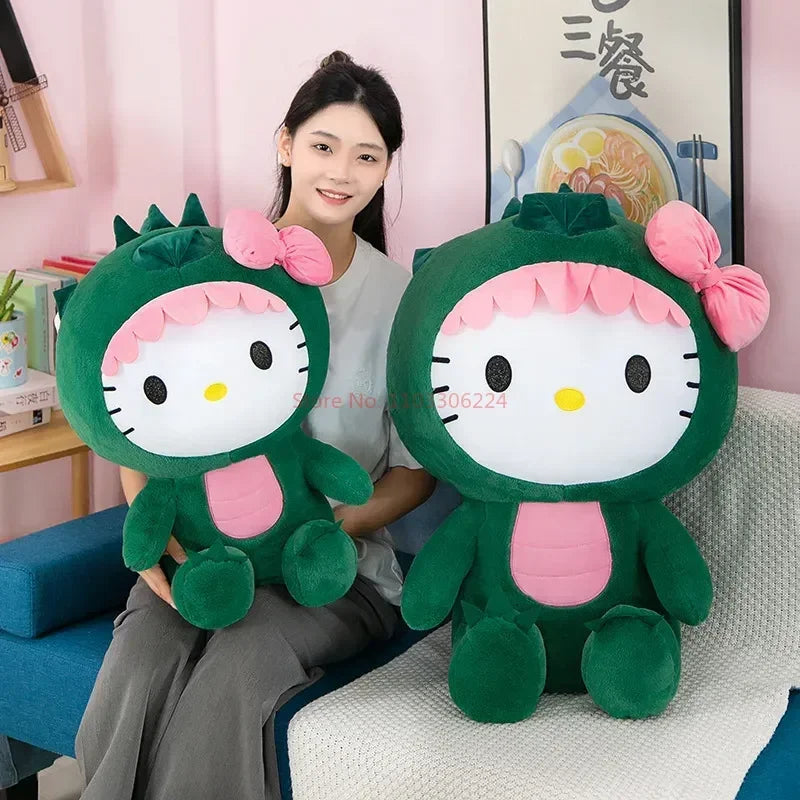 35/50/65cm Anime Dinosaurs Hello Kitty Toys Kawaii Large Pillow Cartoon Dolls Ornaments Girls Surprise Gift