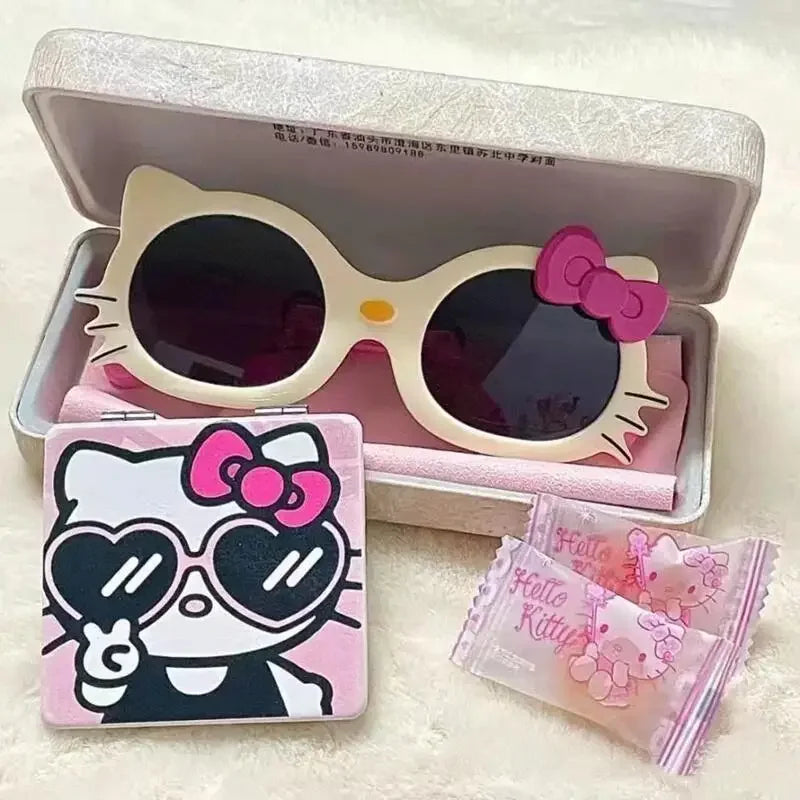 Hello Kitty Sunglasses Cute Cartoon Ultraviolet-proof Fashion Outdoor Beach Glasses Kawaii Children Girls Holiday Gifts