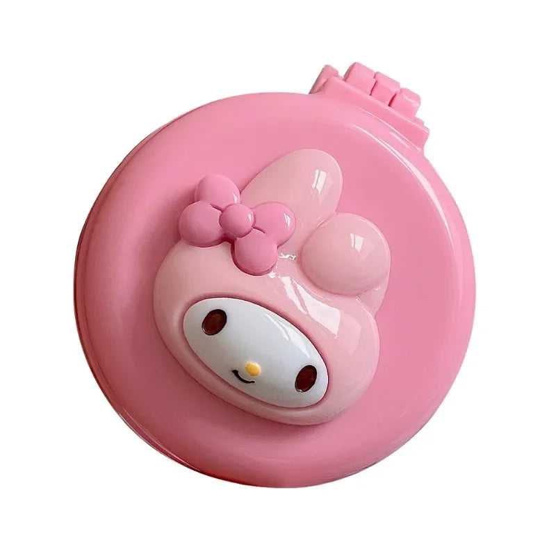 Hello Kitty Kuromi My melody Cartoon Animation Peripheral Girl Portable Folding Comb and Mirror Dual-Purpose Flip Kawaii Gift