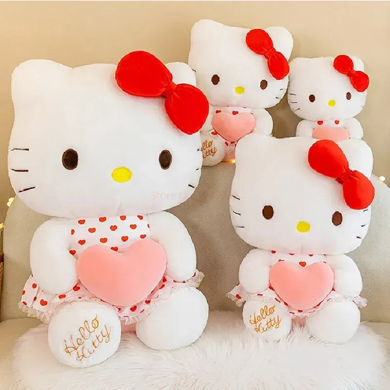 New Cartoon Anime Sheer Dress Hello Kitty Plush Doll Big Cute Room Decoration Plush Toy Sleeping Pillow Kawaii Soft Toy