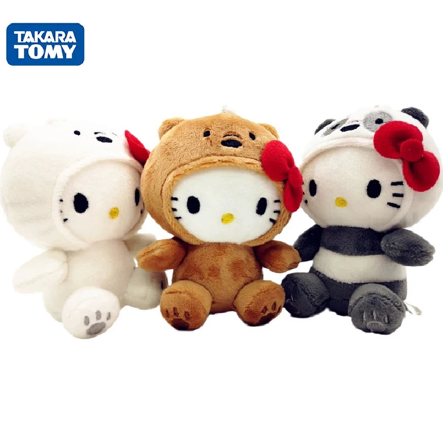 10Cm Bow Kitty Kt Cos Brown Bear White Bear Anime Plush Toy Panda Cute Soft Stuffed Doll Pendant Key Chains Gifts Kids