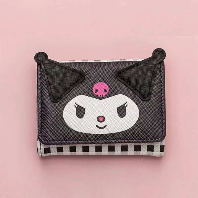 New Kawaii Kuromi Cartoon Wallet Hello Kitty My Melody Pochacco Anime Face Short Wallet Change Purse Coin Storage Bag ﻿