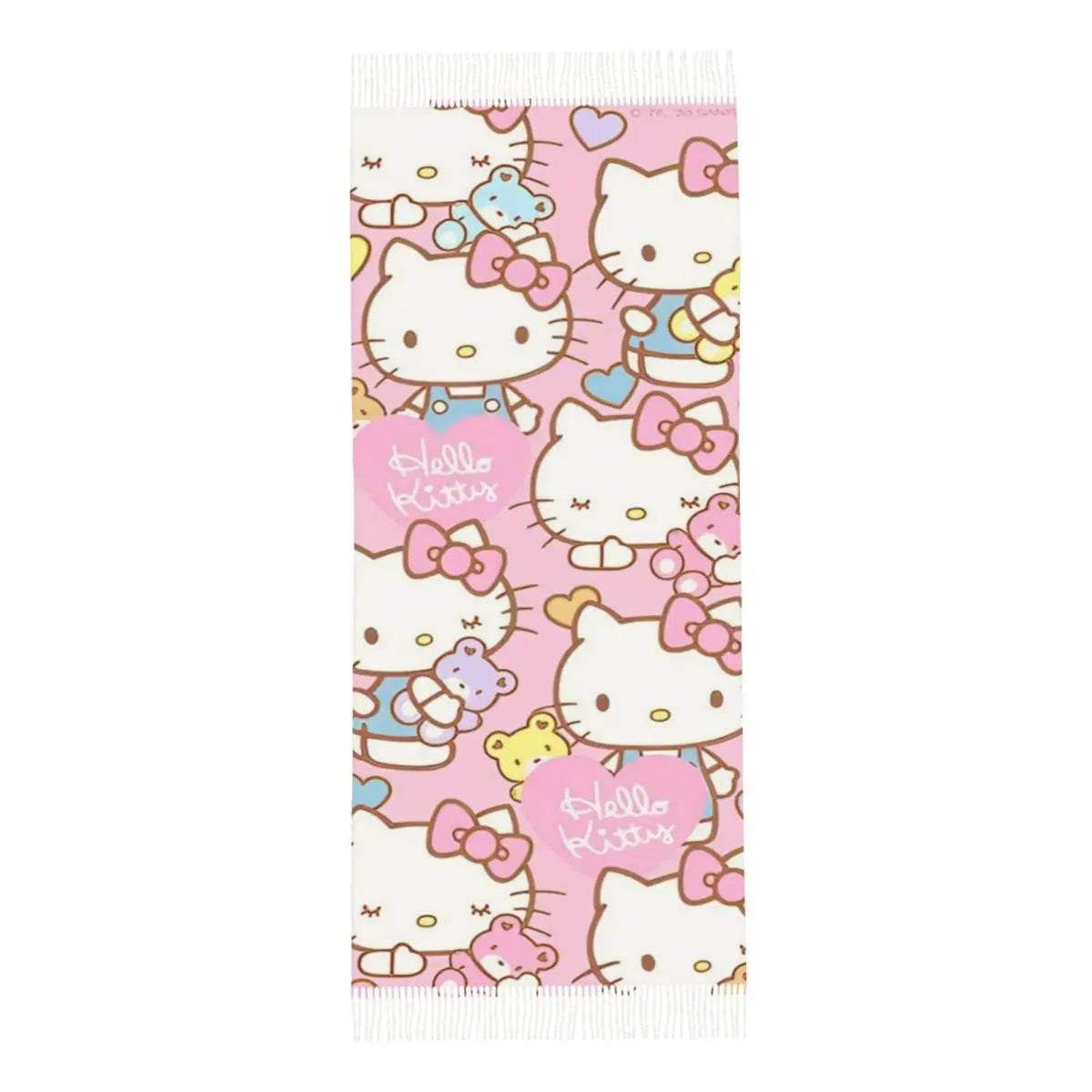 Women's Scarf with Tassel Hello Kitty Cartoon Long Winter Fall Shawl and Wrap Gifts Cashmere Scarf