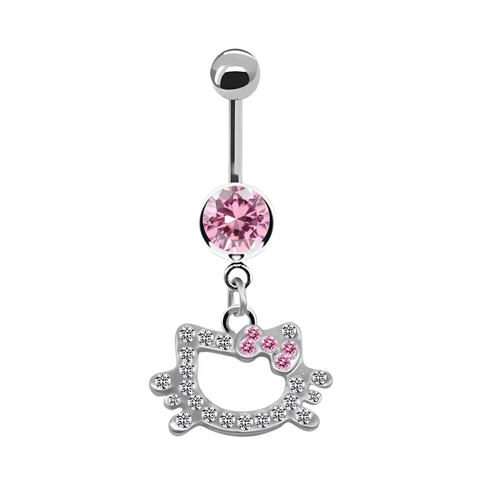 Anime Hello Kitty Belly Button Rings Girls Piercing Navel Nail Body Jewelry for Women Fashion Body Piercing Jewelry Toy Gift