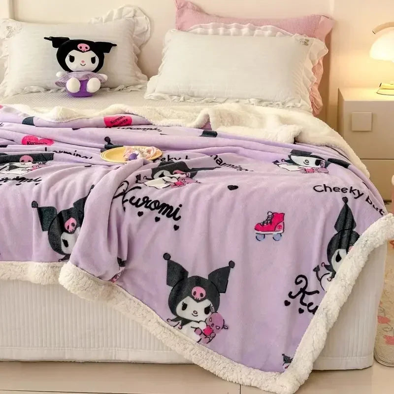 Cinnamoroll My Melody Anime Ins Milk Fleece Blanket Cute Hello Kitty Kawaii Warm Nap Sofa Cover Gifts for Kids