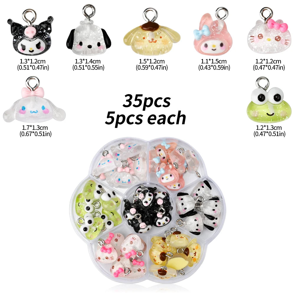 35/50pcs Kuromi Hello Kitty Pendant Charms for Earring Bracelets Necklace Jewelry Making DIY Pendants Keychain Accessory