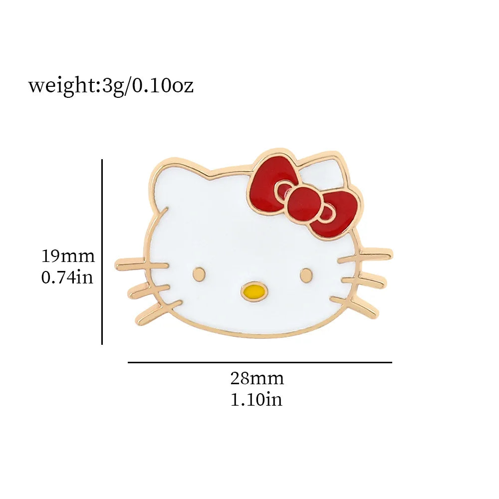 Hello Kitty Cute Kit Cat Lapel Pins for Backpacks Brooches for Women Enamel Pin Gift Fashion Jewelry Accessories