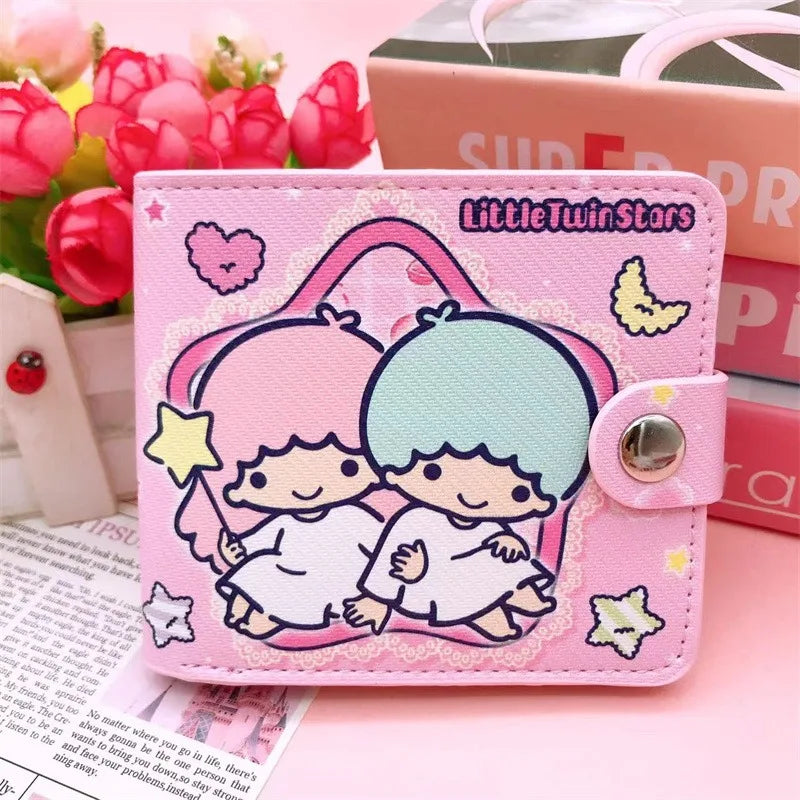 Hello Kitty Cinnamoroll My Melody Kuromi New Pu Casual Money Bag Coin Purse Card package Wallet With Buttons ﻿