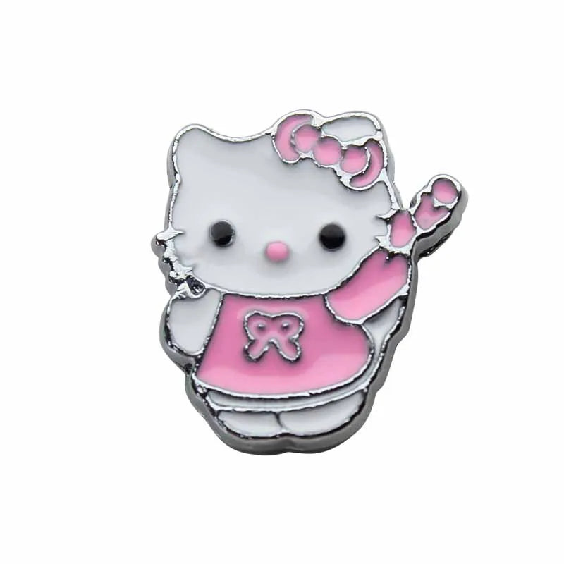 5cps 8mm Enamel Hello Kitty Charms Accessories DIY Wrist Strap Bracelet Collar Handmade Beads for Jewelry Making Kids Gifts