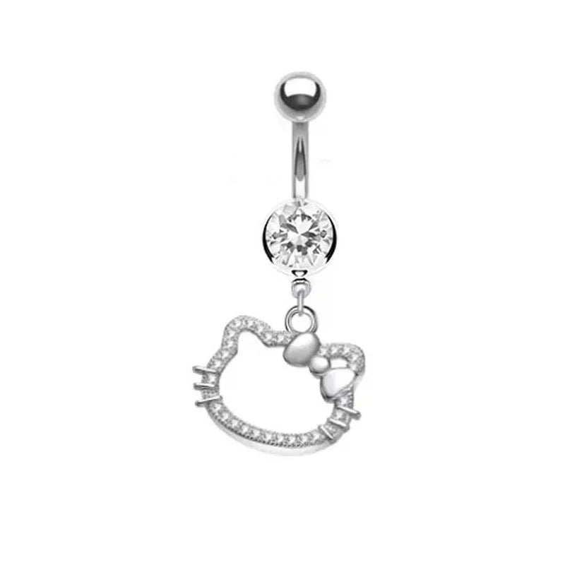 Anime Hello Kitty Belly Button Rings Girls Piercing Navel Nail Body Jewelry for Women Fashion Body Piercing Jewelry Toy Gift