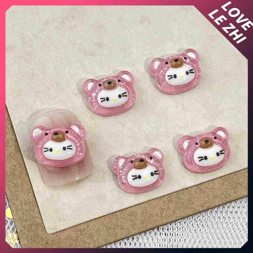 20Pcs Kawaii Sunglasses Hello Kitty Nail Accessories Diy Transparent Glitter Powder Cherry Bear Phone Case Decoration