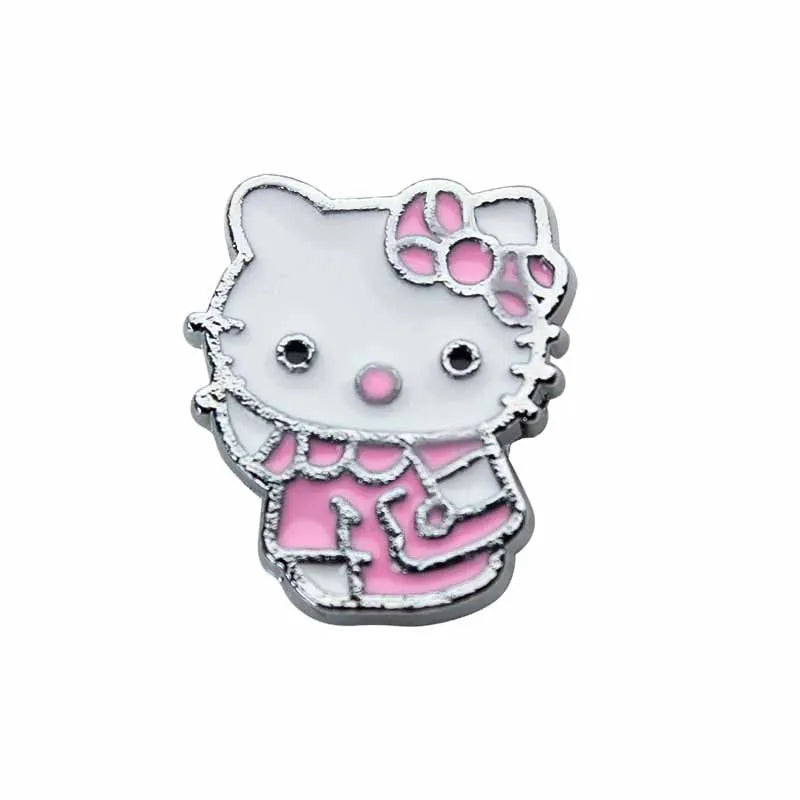 5cps 8mm Enamel Hello Kitty Charms Accessories DIY Wrist Strap Bracelet Collar Handmade Beads for Jewelry Making Kids Gifts