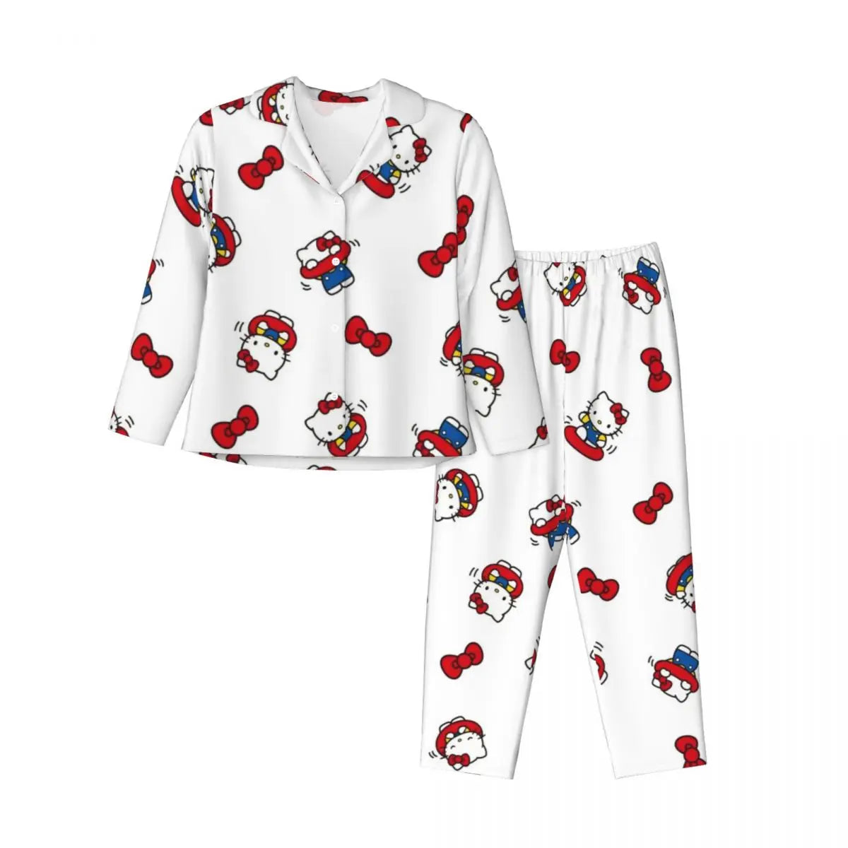 Cute Hello Kitty Women's Pajamas Set 2 Piece Set For Women Casual Long sleeve Suit