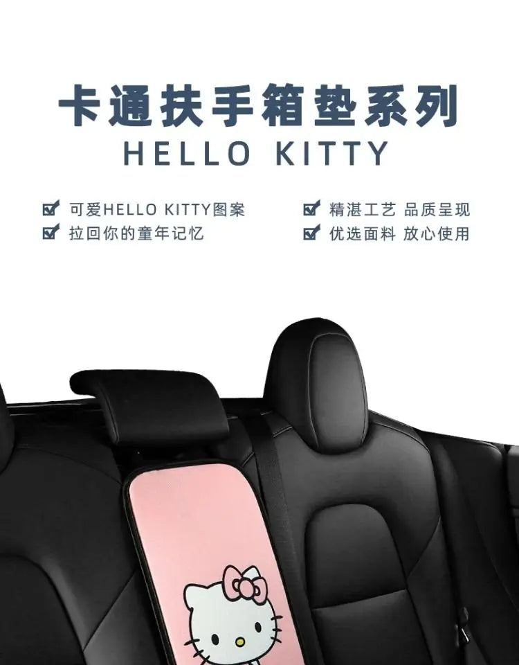 Sanrio Hello Kitty Car Armrest Pad Mat Car Front Rear Center Universal Breathable Mat Cute Anti Slip High-End Interior Decor