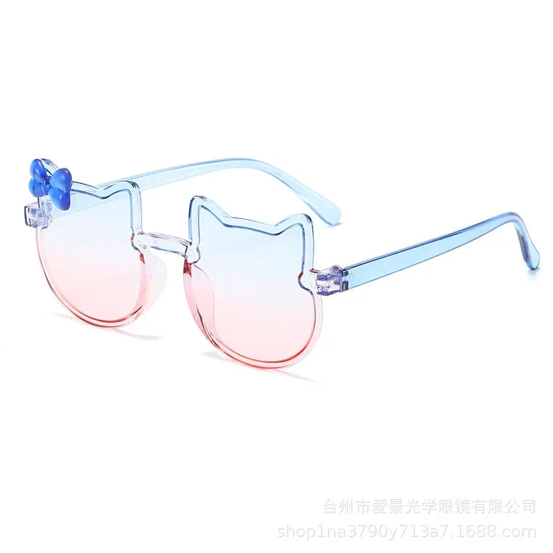 Hello Kitty Kids Sunglasses Girl Boy Shiny Bowknot Sun Glasses Lovely Children Eyewear Fashion Gradient Eyeglasses Gifts