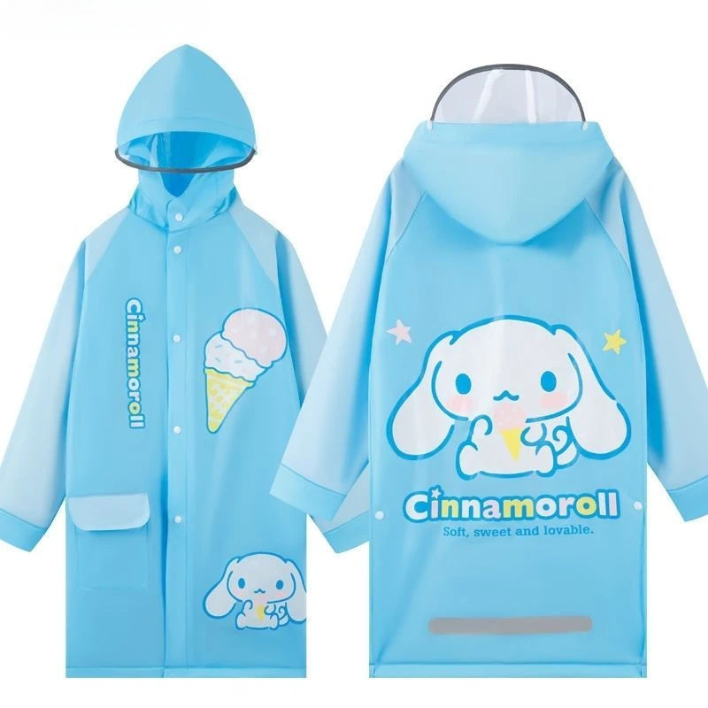 Creative Hello Kitty My melody Kuromi Cinnamoroll children's raincoat rainproof big children waterproof full-body poncho