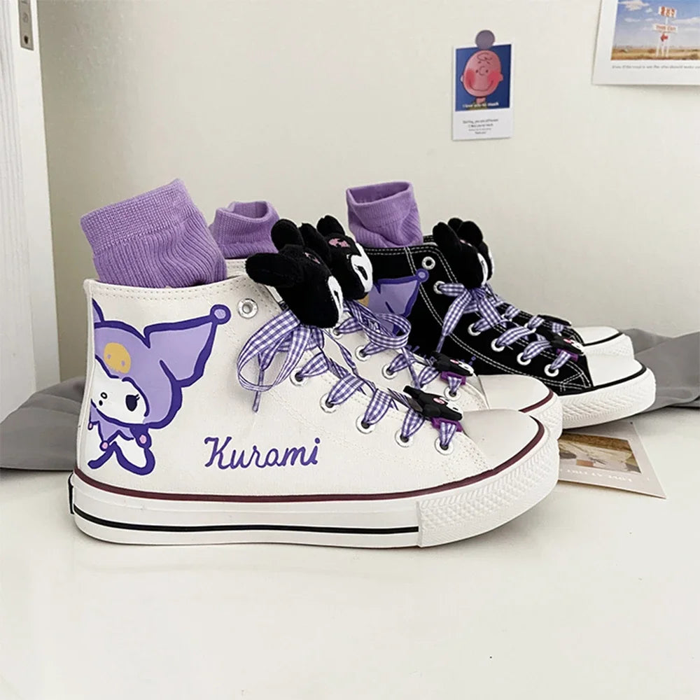 Original Kuromi High Top Canvas Shoes Rubber Non-slip Canvas Shoes Kawaii Student Japanese Girl Cute Cartoon Sneakers