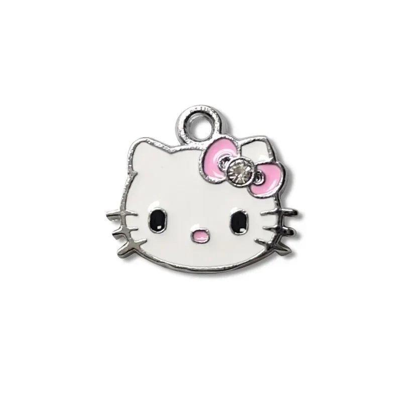 5pcs Hello Kitty Alloy Pendant Charms DIY Jewelry Accessories for Bracelet Rose Pink Blue Kt Metal Charms Handmade Supplies