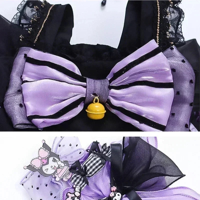 Anime Hello Kitty Kuromi Children's Dress CosPlay Academy Style Pleated Skirt Girl Princess Clothes Girl  Birthday Gift