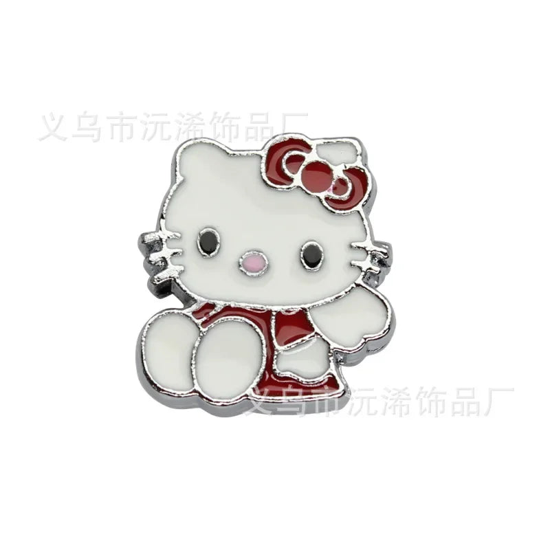 5cps 8mm Enamel Hello Kitty Charms Accessories DIY Wrist Strap Bracelet Collar Handmade Beads for Jewelry Making Kids Gifts