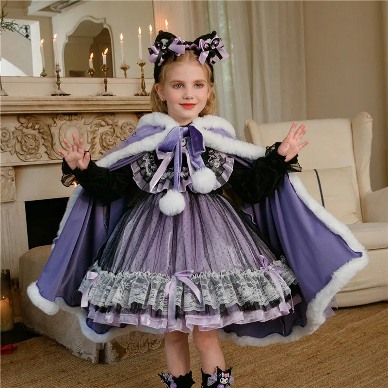 2025 New Cosplay Kuromi Cloak Fall Winter Children Birthday Party Clothes Halloween Cos Costume Girls Christmas Gifts