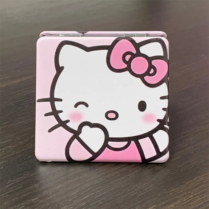 Hello Kitty Mirror Portable Small Mirror Hello Kitty Portable Folding Mirrors Double-Sided Pattern Makeup Gift For Girl