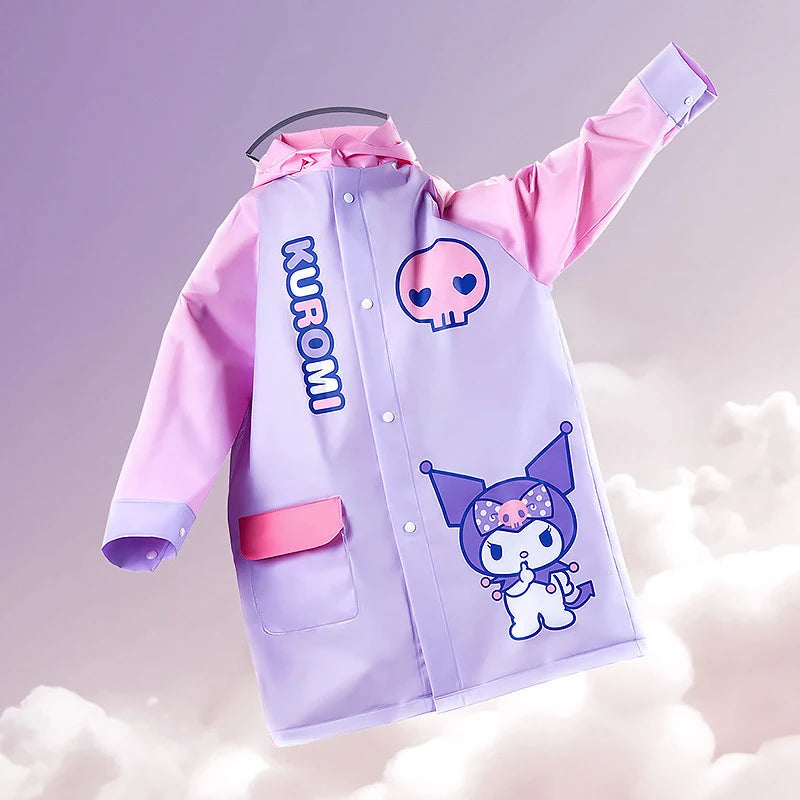 Cinnamoroll Kuromi Anime Kawaii Children Raincoat Cute Cartoon My Melody Boys Girls Waterproof Rain Coat Kids Gifts