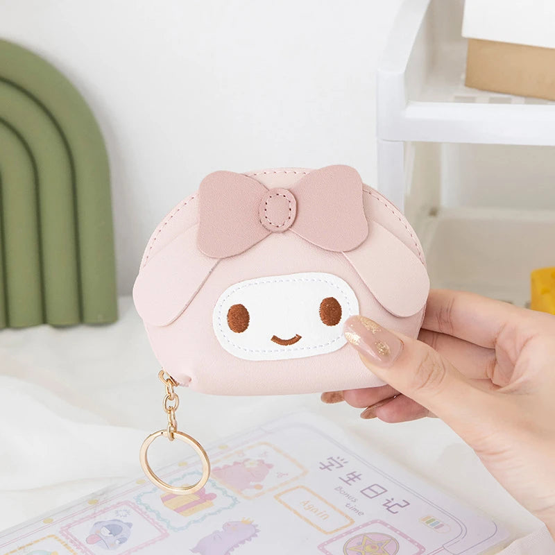 Kawaii Hello Kitty Cinnamoroll My Melody Mini Purse Cute Cartoon Pompom Purin Coin Wallet Birthdays Gifts For Girls Women