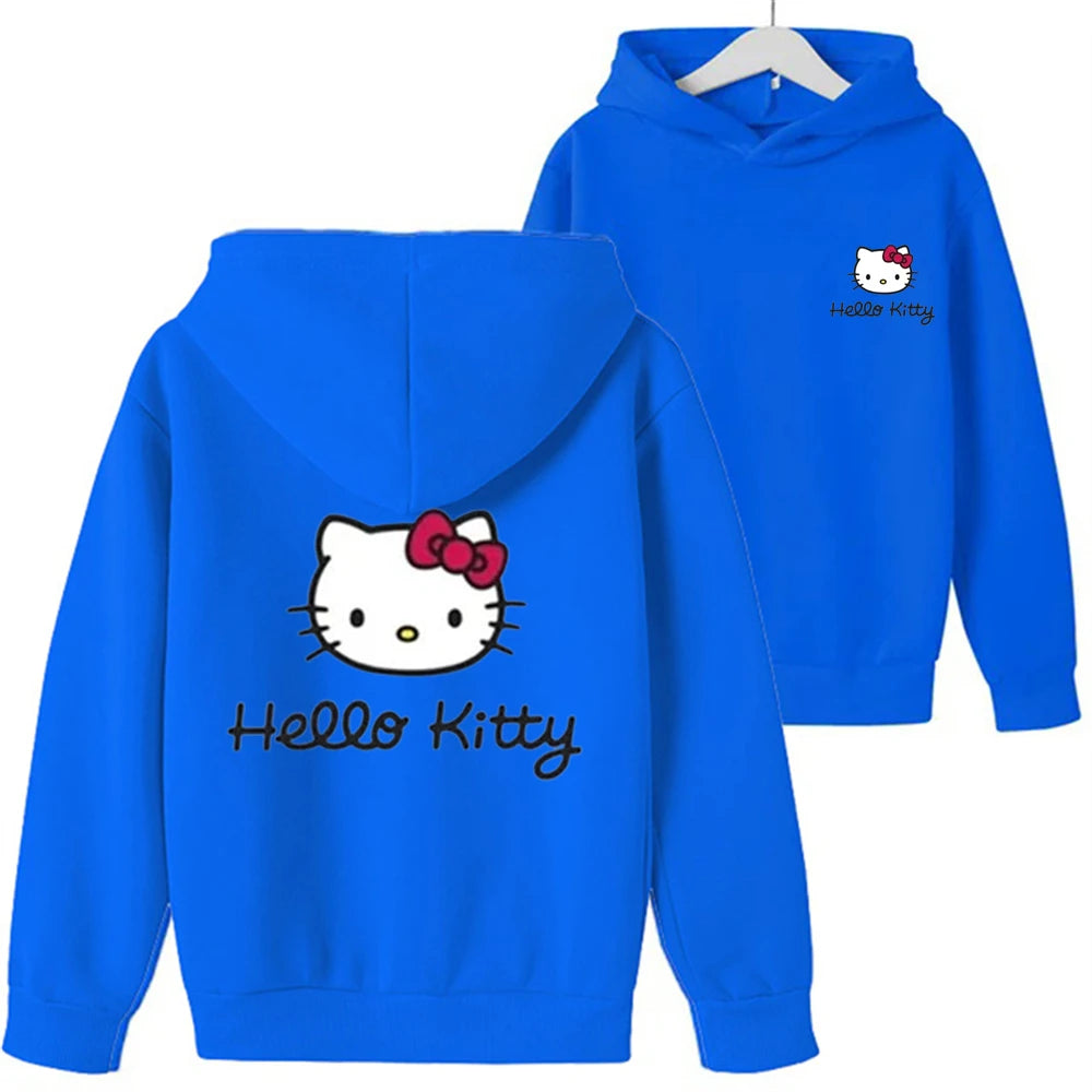 New red Leisure Sweatshirt Hello Kitty Kids Clothing  Age 3-12 Toddler Top Children's Hoodie print Boy Girls' Coat Long Sleeve