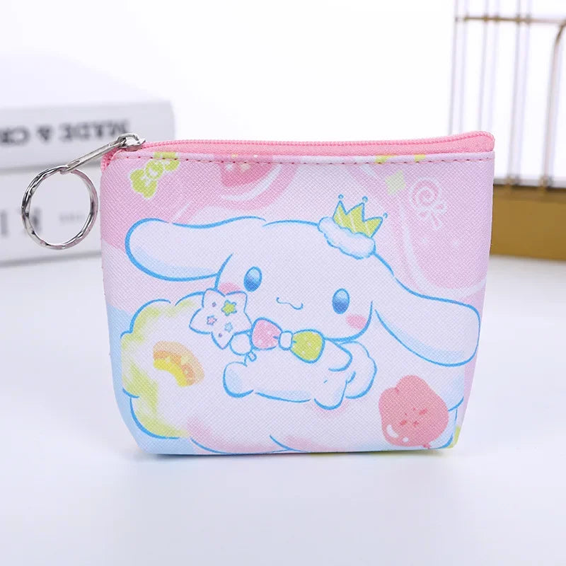 Hello Kitty Purse Coin Purses Cartoon Printed PU Melody Cute Wallet Bag Keychains Storage Bag Kuromi Kawaii Mini Pouch