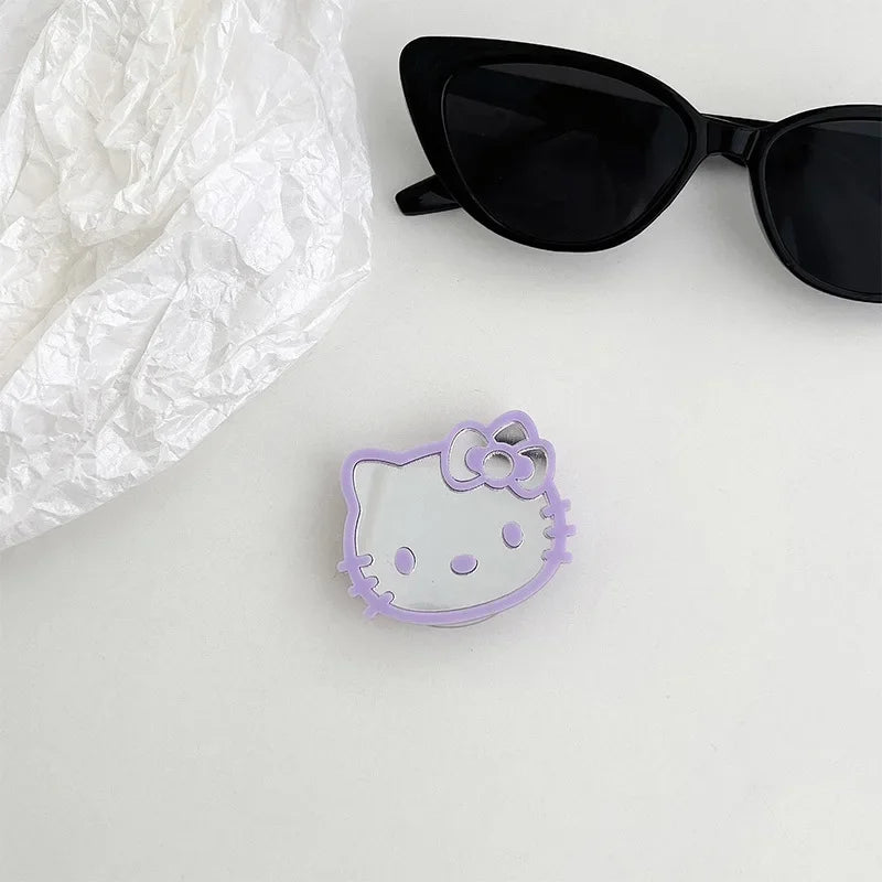 Hello Kitty Mobile Phone Holder Cute Anime Cartoon Scalable Portable IPhone Back Decoration Mirror Fashion Holiday Gifts