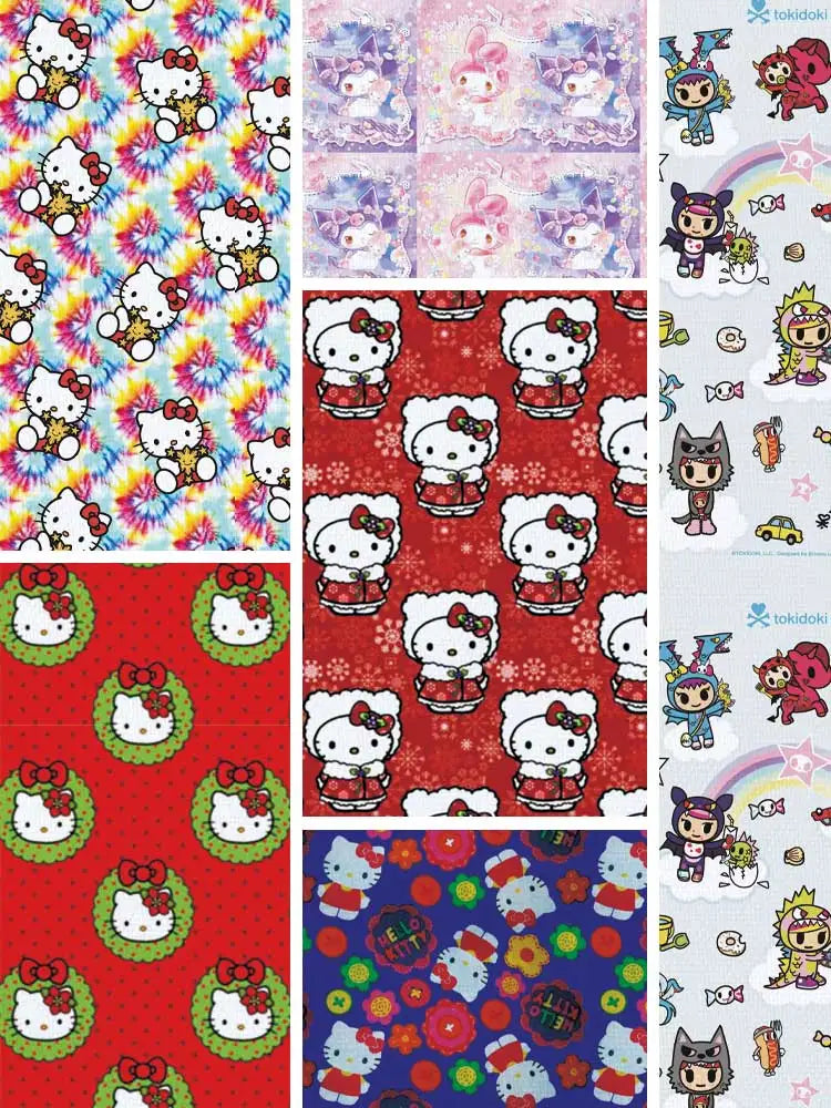 Hello Kitty 140x50CM Cartoon cotton fabric Patchwork Tissue Kid Home Textile Sewing Doll Dress Curtain Polyester cotton Fabric