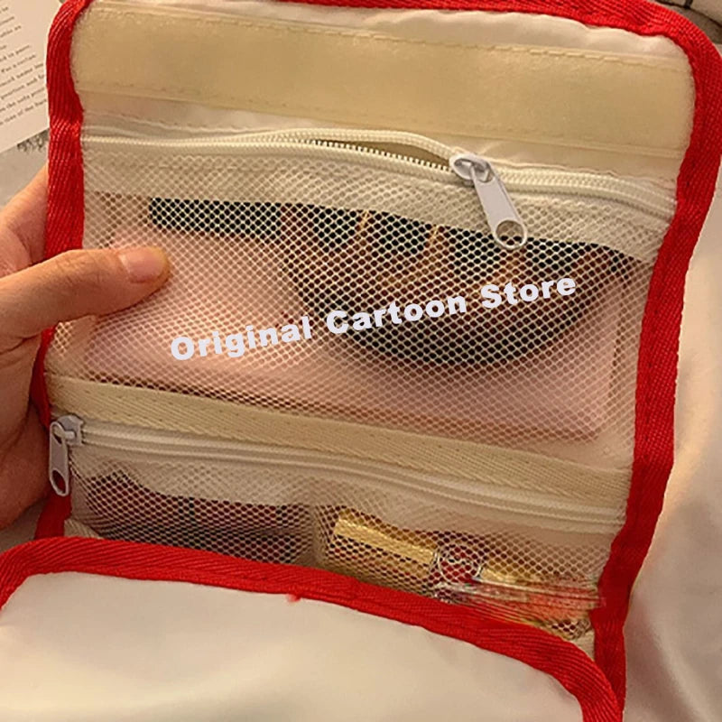 Cute Portable Travel Wash Up Storage Bag Girls Gifts Hello Kitty Sanrio Kuromi Stitch Good Looks KT Cat Cosmetic Bag Cartoon