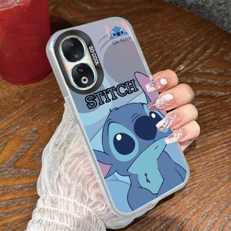 For Honor 90 Phone Case Lilo Stitch Big Eye Cute Cartoon Lovely Cover Matte Laser Coque For Honor 90 Fundas Honor90 Bumper