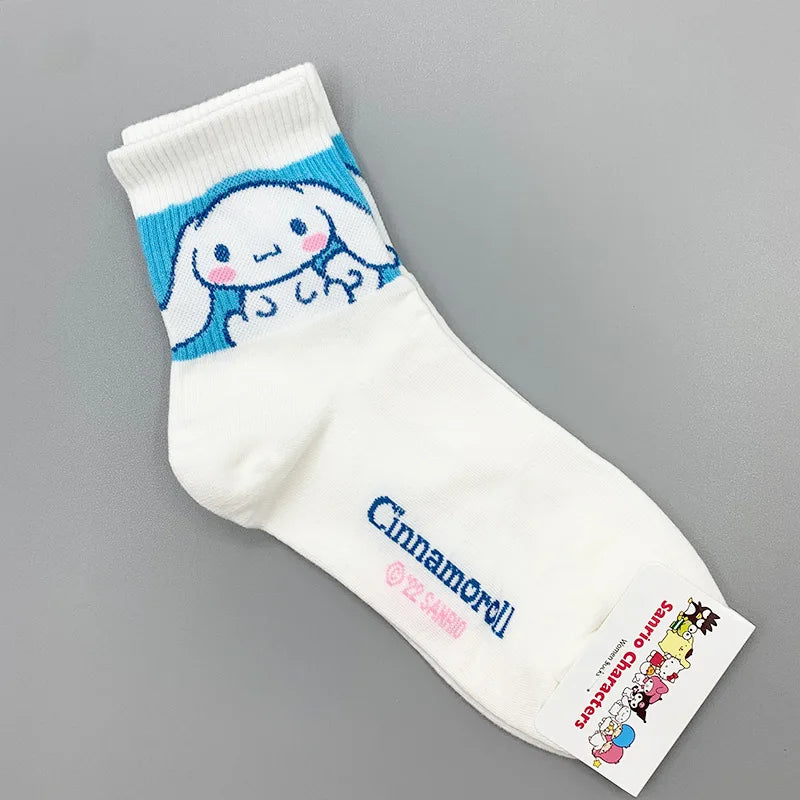 Hello Kitty Y2K Socks for Girls Medium Kuromi Cinnamoroll Socks Kawaii Sanrio Melody Socks Rosered Black White Sock Women Female