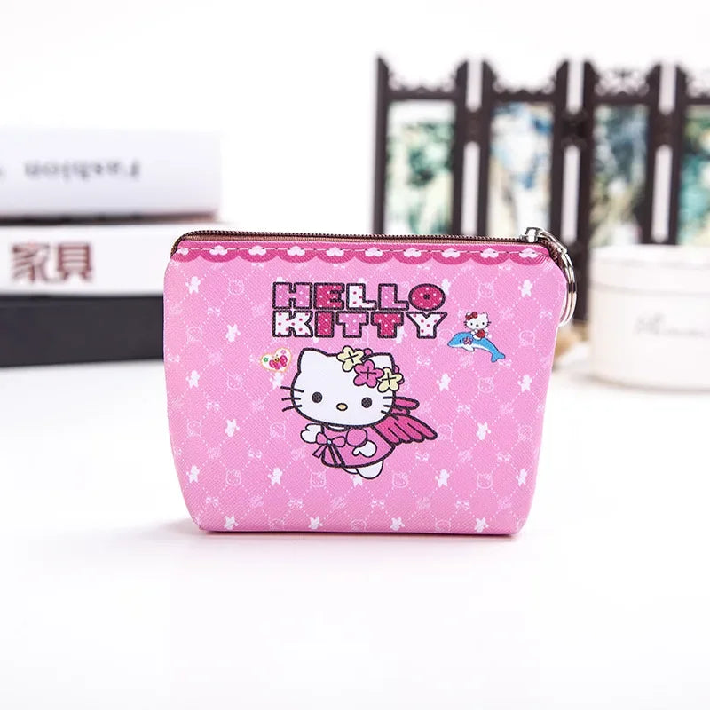 Hello Kitty Purse Coin Purses Cartoon Printed PU Melody Cute Wallet Bag Keychains Storage Bag Kuromi Kawaii Mini Pouch