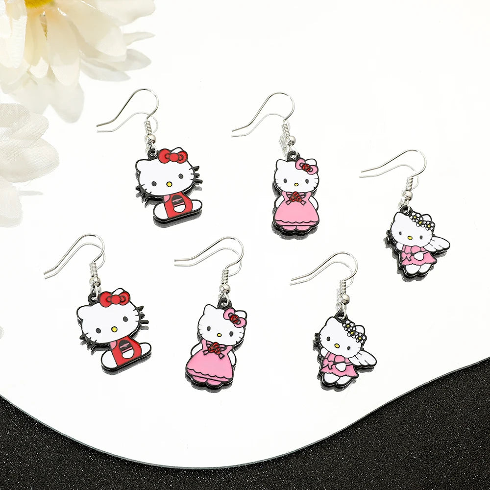 Cartoon Hello Kitty Diverse Modelling Earrings Personalized Girls Dress Up Youth Cute Campus Style Earrings Gift