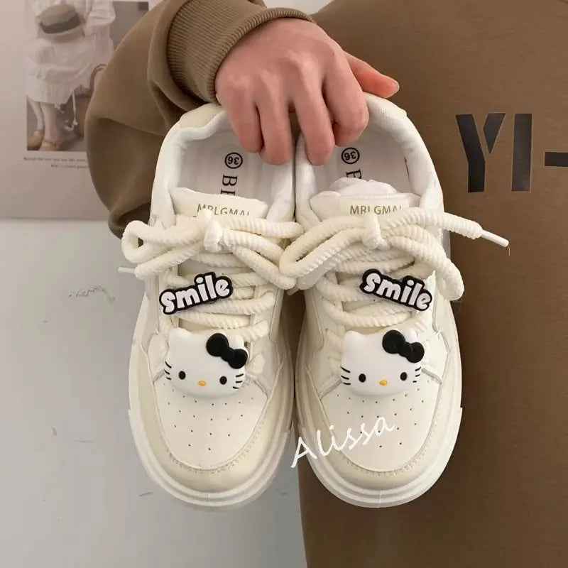 Kawaii Hello Kitty Sports Shoes  Anime Cartoon Sweet Fashion Exquisite Ins Style Versatile High-looking Popular Sneakers