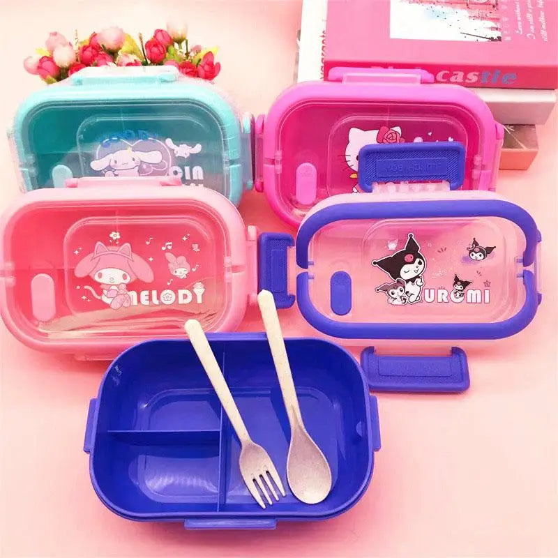 1200Ml Kawaii Hello Kitty Lunch Box Kuromi My Melody Cinnamoroll Student Cute Portable Large Capacity Bento Box Tableware