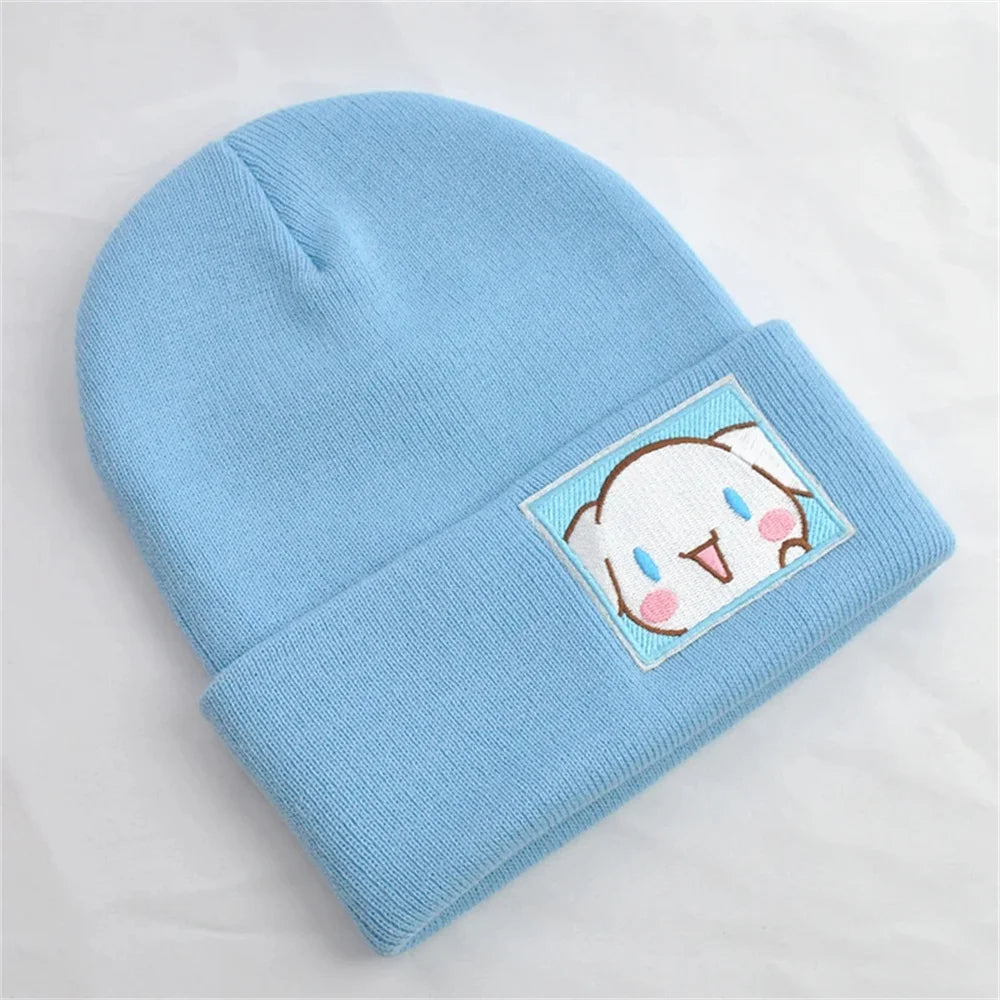 Knitted Hats Melody Cinnamo roll Hello Kitty Embroidered Knitted Autumn Winter Warm Hat Couple Stuff Girls Gifts